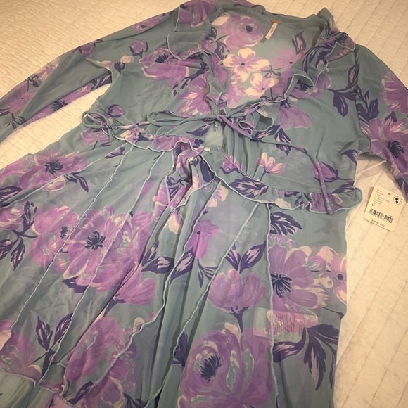 NWT Free People Blue Floral Blouse - Picture 5 of 7